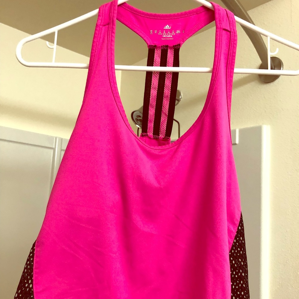 Pink adidas racer back cropped workout tank